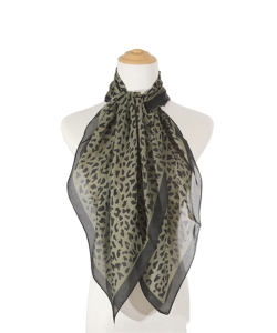 Leopard Print Silk Fashion Scarf SF400061 OLIVE